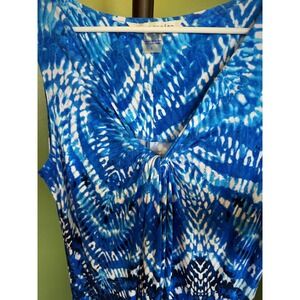 Peter Nygard Womens Blue Twist Front Sleeveless Dress L #boho #airy